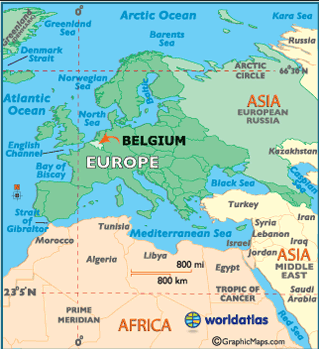 Map of Belgium in the world