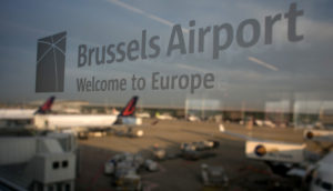 epa03866681 An illustration showing the logo of Brussels Airport, welcome to Europe, the airport is aslo known as Zaventem in Belgium, 13 September 2013. EPA/OLIVIER HOSLET